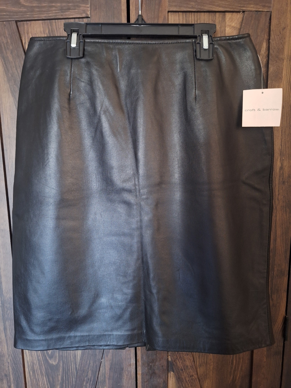 croft & barrow Black  Leather Midi Skirt